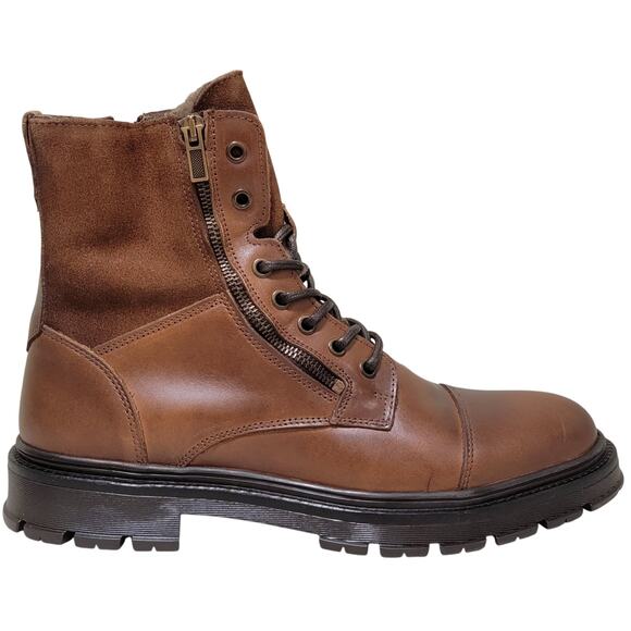 ALDO Men Aaren-L Cap Toe Faux Fur Lined Combat Boot Size US 11M Cognac Brown TLW - Picture 2 of 5